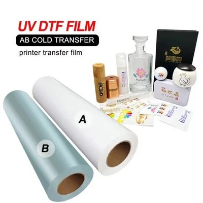Película de impresión UV blanca transparente flexible de 30 cm 60 cm CMYK Barniz blanco
