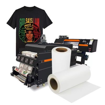 Película DTF resistente al agua 30CM*100M Impresión de tinta blanca mate de doble cara Película para colores naturales y blandos