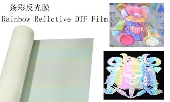 Película de transferencia de DTF Rollo de película de DTF reflectante colorida para materiales de impresión de escritorio DTF