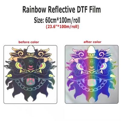 Película DTF reflectante de color del arco iris para materiales de impresión DTF de escritorio