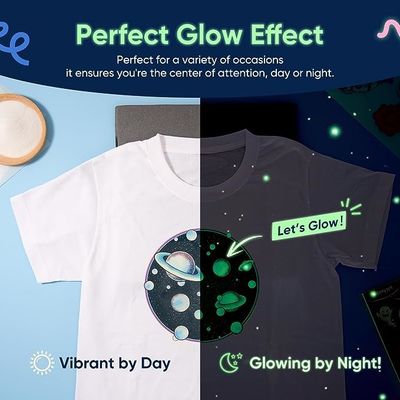 Película de transferencia de calor de luz verde noctiluciente luminosa Globo en la oscuridad Película DTF PET para camisetas Impresión especial de logotipos
