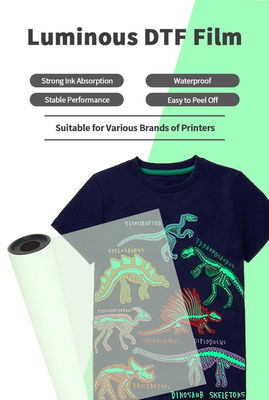 Película de transferencia de calor de luz verde noctiluciente luminosa Globo en la oscuridad Película DTF PET para camisetas Impresión especial de logotipos