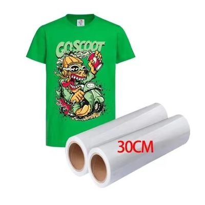 Película DTF para mascotas de doble lado simple 30CM 33CM 60CM * 100M Transferencia de calor de rodillo 75 Micrones Película DTF de pelado frío caliente