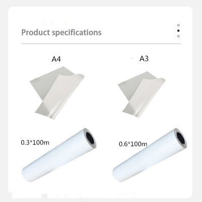 Película de exfoliación en caliente de DTF de doble lado de 42 cm para papel de impresión DTF de 75 micras para prendas de vestir