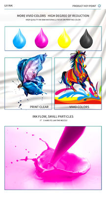 Tinta UV dura y blanda CMYKW Color para XP600 TX800 Dx5 Dx7 Cabeza de impresión 500ML