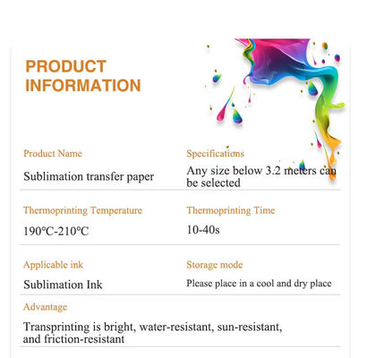 Papel de sublimación de tamaño A4 para prendas de vestir Papel de transferencia de 100 gramos en rollo para impresión de sublimación